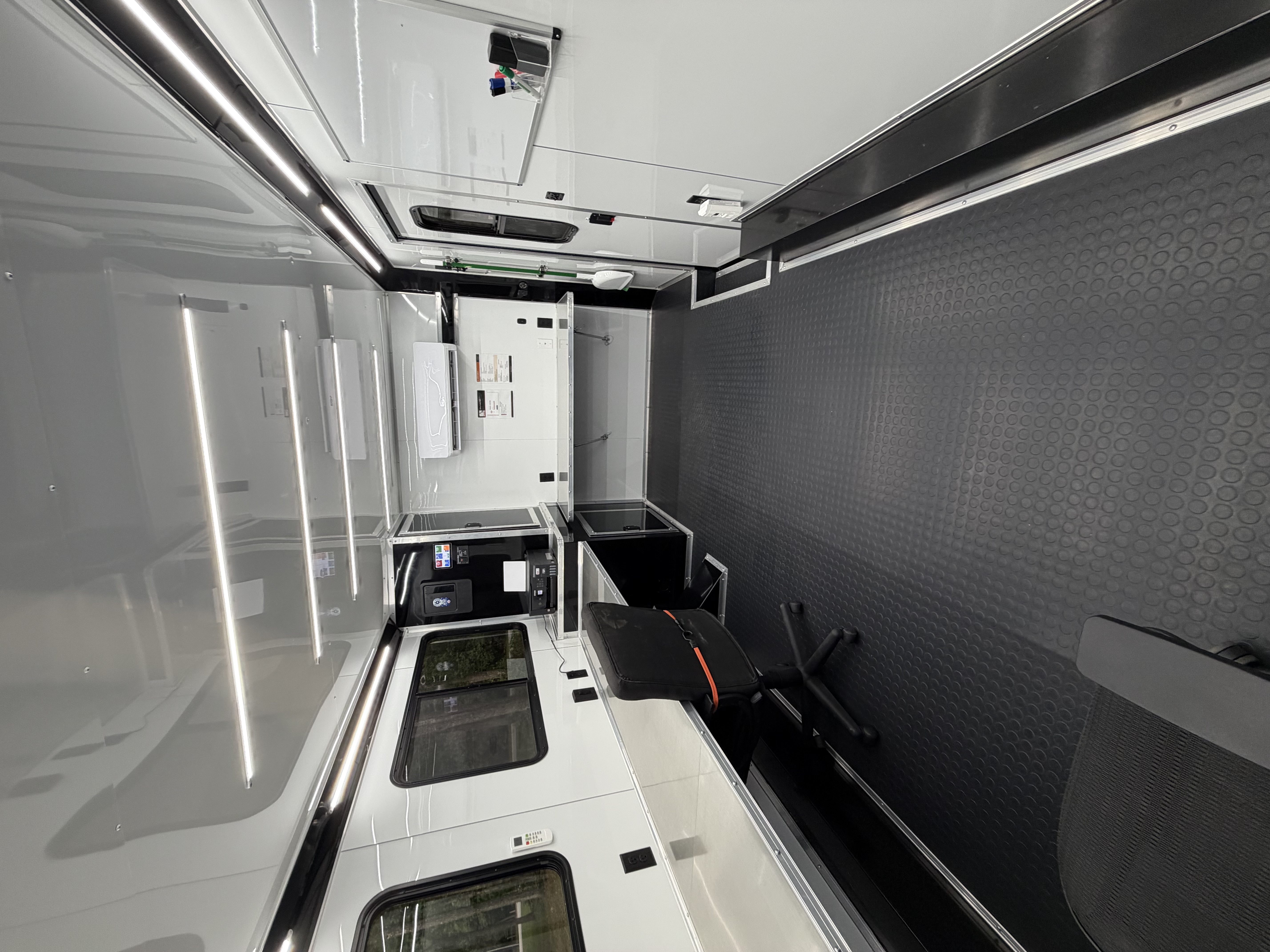 Field office trailer interior workstation